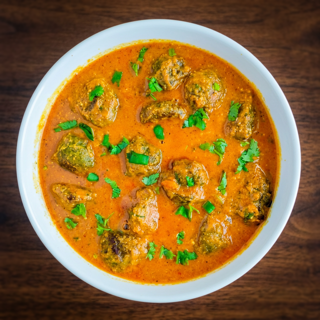 Palak Kofta (Dumplings in Spinach Curry).