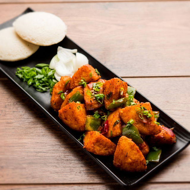 Schezwan Idli (Rice & Lentil Cakes in Spicy Sauce)