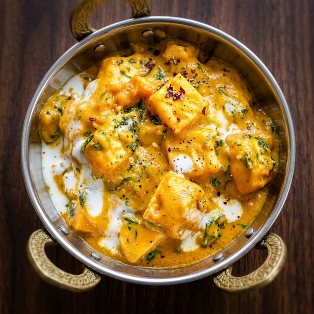 Paneer Methi Malai (Indian Cheese in Fenugreek Cream Sauce)