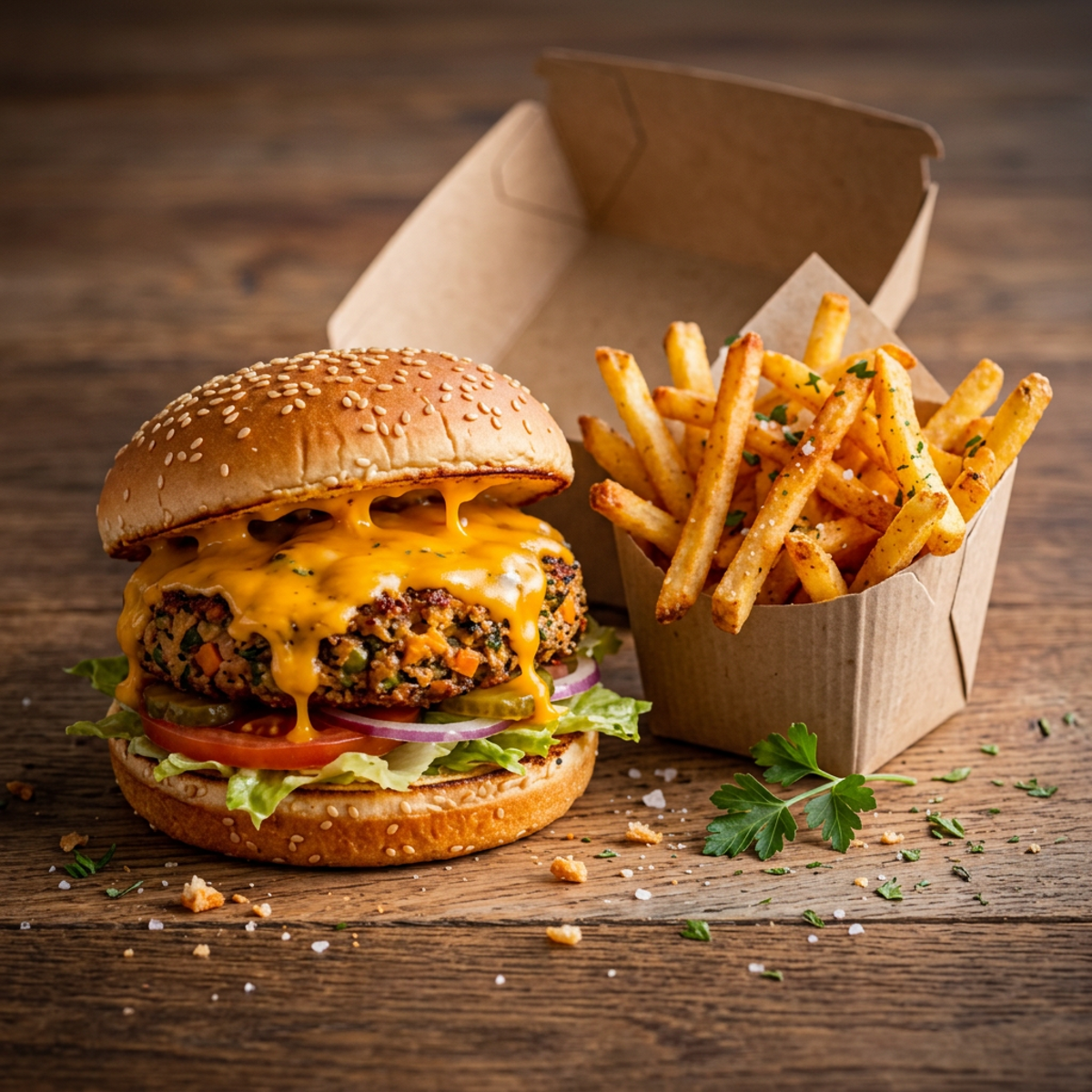 Veggie Burger with Cheddar Cheese