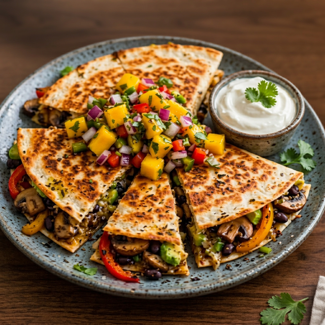 Jamaican Jerk Mushroom Quesadilla.
