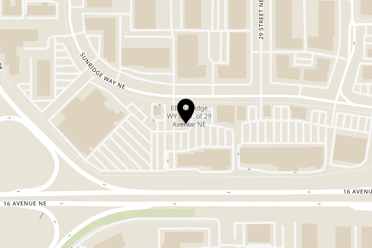 Map showing the location of 100+ on 2929 Sunridge Way Northeast in Calgary